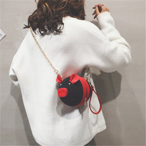 Animal Suede Bag "GLÜCKSSCHWEIN"