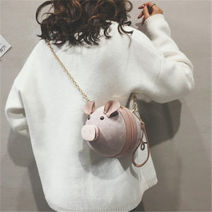 Animal Suede Bag "GLÜCKSSCHWEIN"